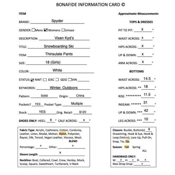 Spyder Girls Vixen Kyd's Snowboarding Ski Thinsulate Pants Size 18 White FA NWT - Picture 12 of 12